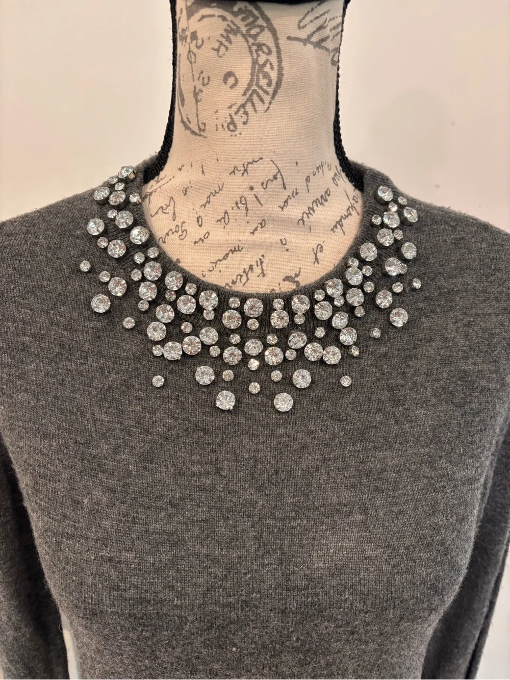 KATE SPADE NEW YORK gray embellished sweater size XS NWT